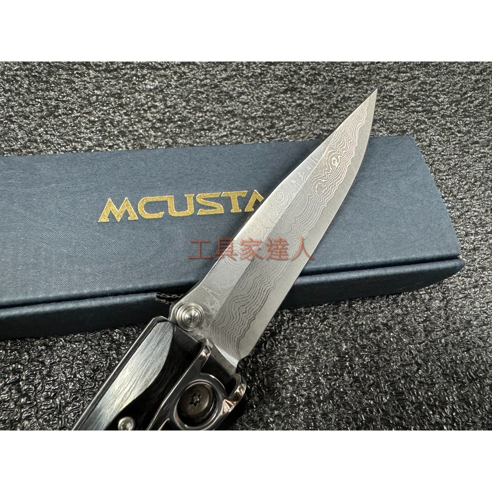 「工具家達人」MCUSTA 大馬士革鋼 VG-10 折疊刀 小刀 直刀 MC-0017D 折刀 日本製 丸章 非洲黑檀-細節圖5