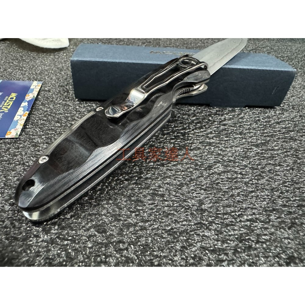 「工具家達人」MCUSTA 大馬士革鋼 VG-10 折疊刀 小刀 直刀 MC-0017D 折刀 日本製 丸章 非洲黑檀-細節圖6