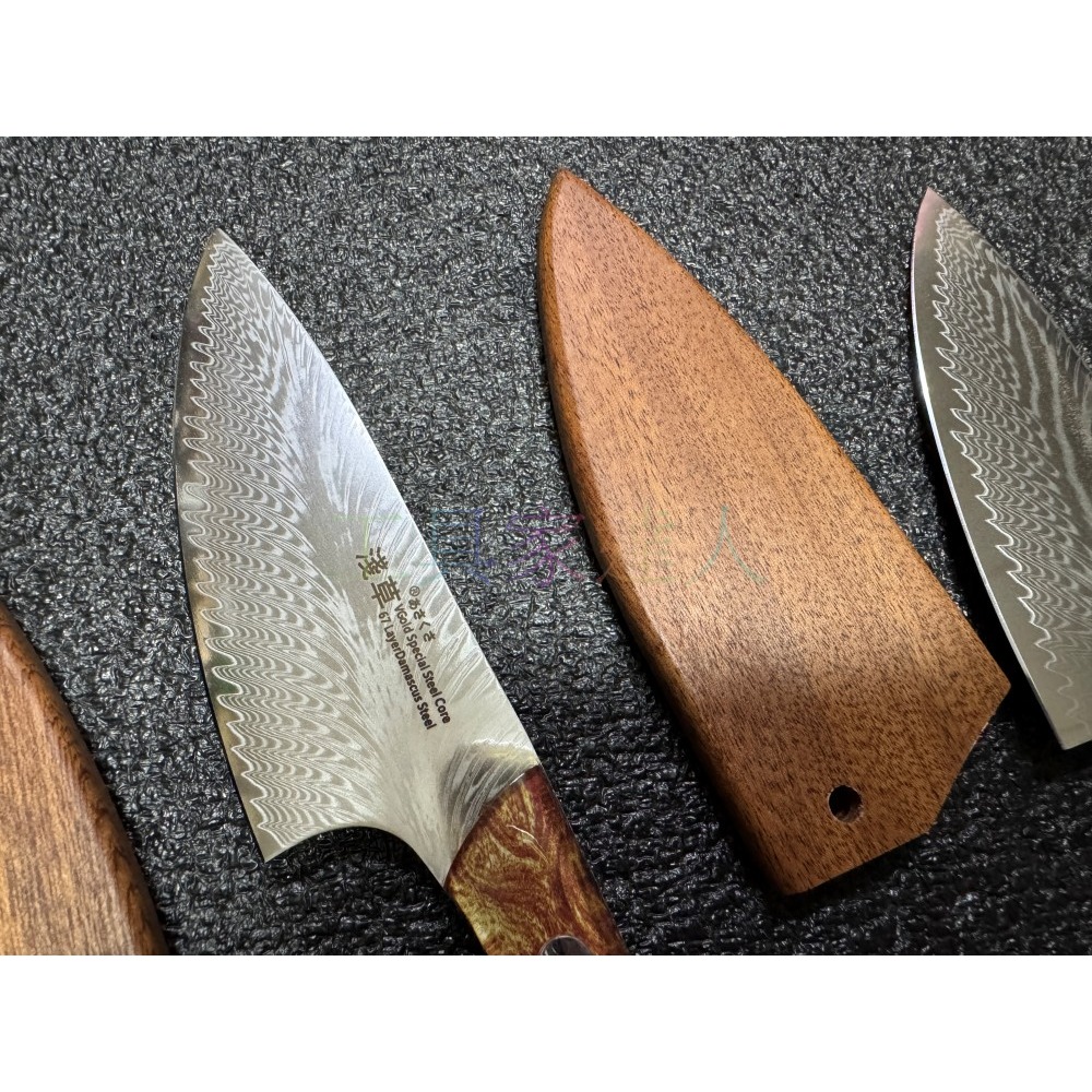 「工具家達人」 大馬士革 登山 露營 野外求生 烤肉釣魚 垂釣 釣魚 小番刀 小獵刀 魚刀 小菜刀 淺草-細節圖2