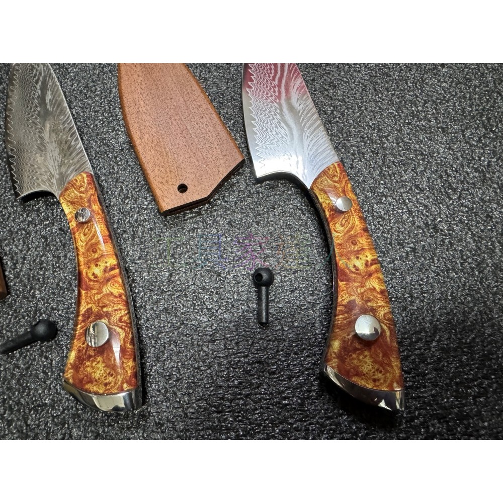 「工具家達人」 大馬士革 登山 露營 野外求生 烤肉釣魚 垂釣 釣魚 小番刀 小獵刀 魚刀 小菜刀 淺草-細節圖3