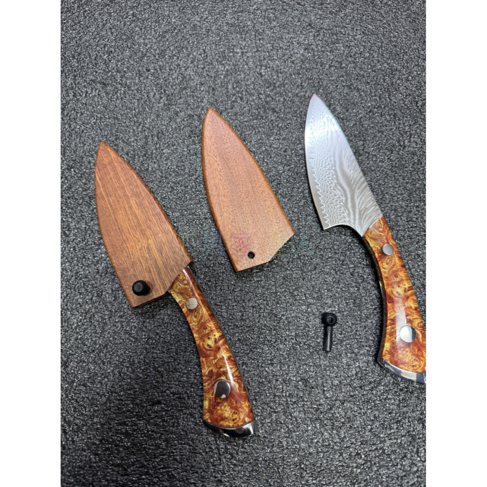 「工具家達人」 大馬士革 登山 露營 野外求生 烤肉釣魚 垂釣 釣魚 小番刀 小獵刀 魚刀 小菜刀 淺草-細節圖6