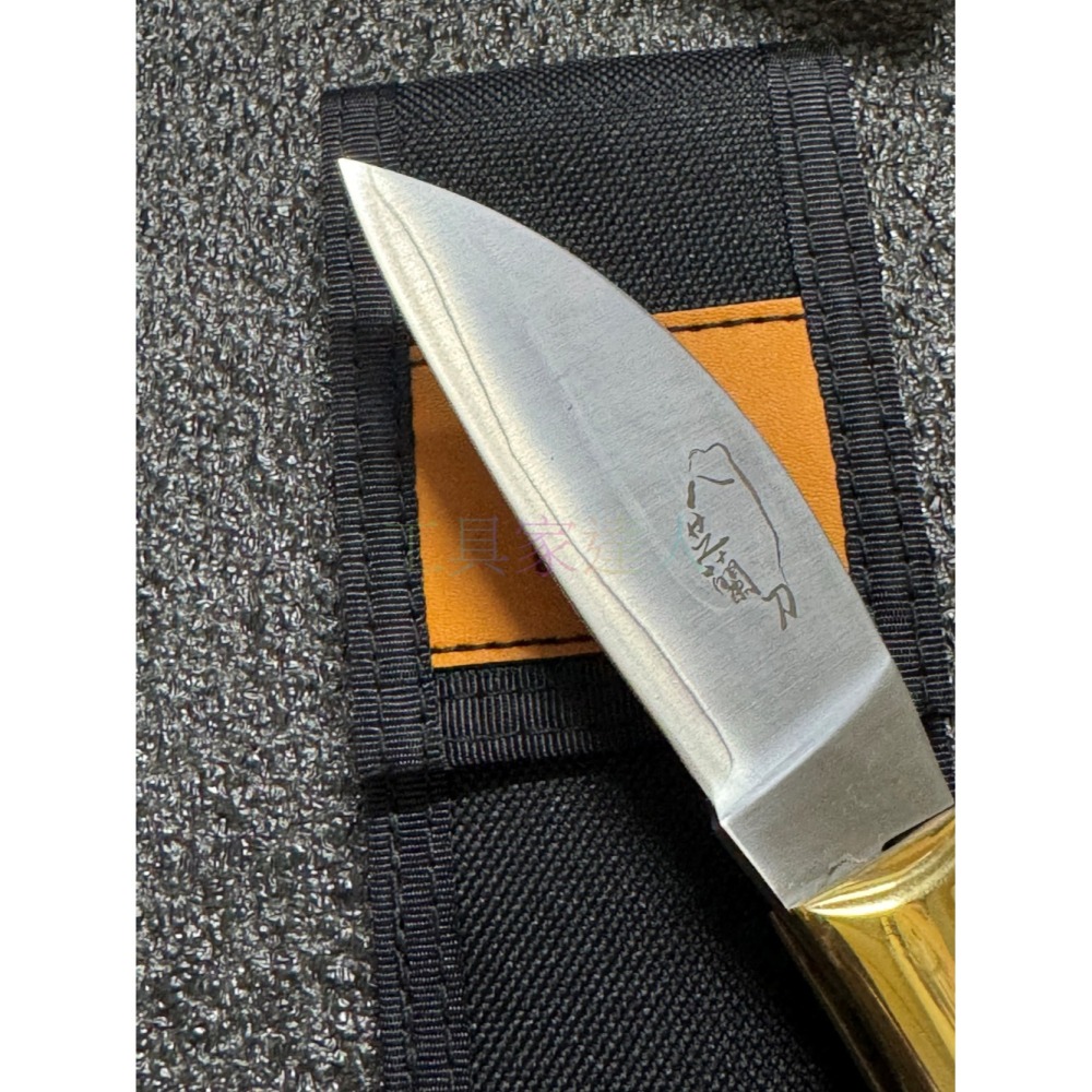 「工具家達人」 八芝蘭刀 小刀 3.5寸 黃銅鑲a牛角柄 折刀 士林刀 牛角柄 折疊刀 無鎖定EDC  登山 露營-細節圖5