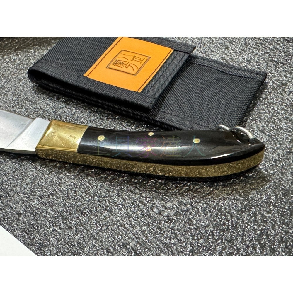 「工具家達人」 八芝蘭刀 小刀 3.5寸 黃銅鑲a牛角柄 折刀 士林刀 牛角柄 折疊刀 無鎖定EDC  登山 露營-細節圖6