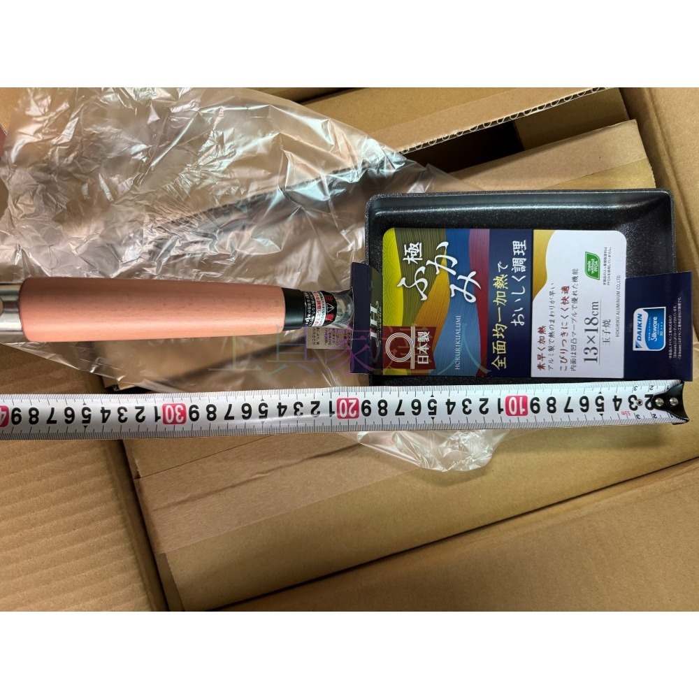 「工具家達人」 北陸 HOKUA 極ふかみ 木柄鋁製玉子燒平底鍋 不沾鍋 玉子燒鍋 煎蛋鍋 電磁爐可用 IH可用-細節圖7