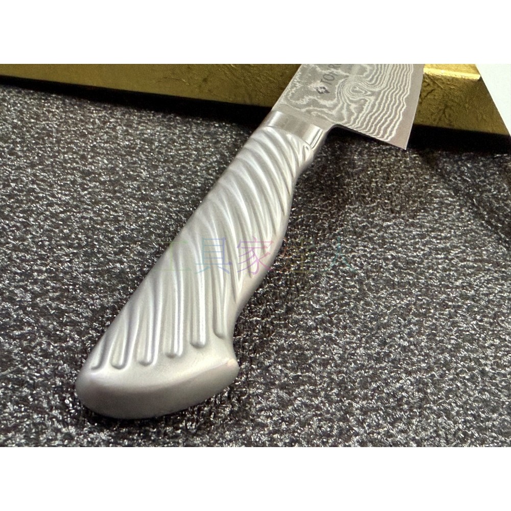 「工具家達人」最高級 藤次郎 鎳系大馬士革鋼 日本製 三德刀 菜刀 主廚刀 料理刀 水果刀 VG-10 F-1036-細節圖3