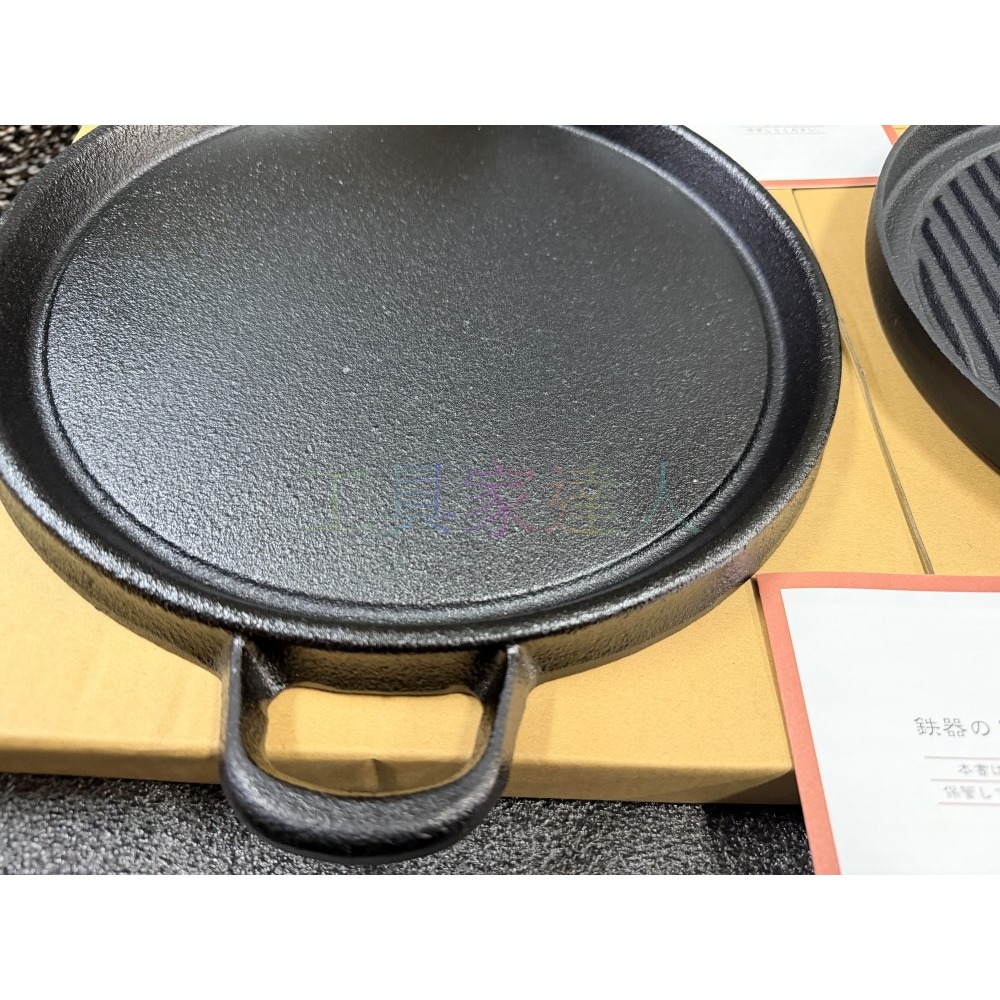 工具家達人 日本製 南部鐵器 雙耳 池永鐵工 烤盤 鑄鐵鍋 生鐵鍋 煎鍋 池永 牛排烤肉鍋 鐵鍋 烤肉盤 114486-細節圖2