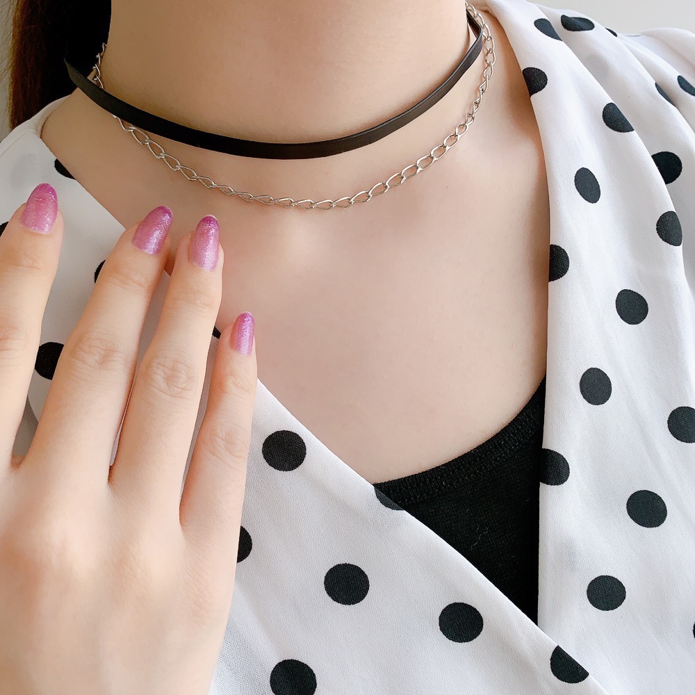 脖頸鍊細choker 黑色項鍊-細節圖2