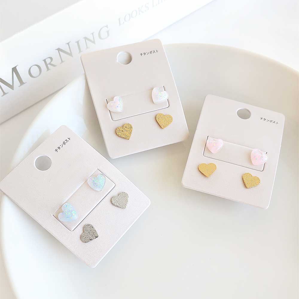 極光心形套裝鈦耳環-細節圖2