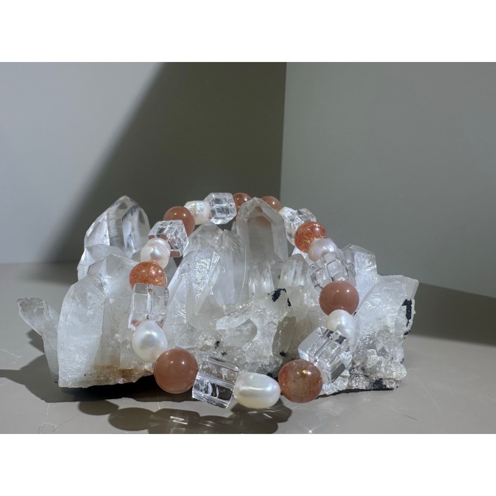 金太陽石珍珠水晶手串-細節圖2