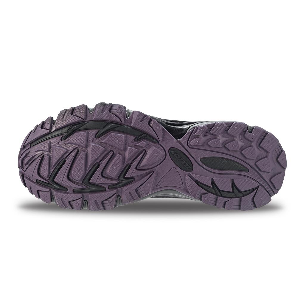 【LOTTO 義大利】女鞋 黑灰紫色 CT400 防水 高筒 戶外 健行鞋 吸濕防臭 抗菌鞋墊 反光材質 坦克大底 耐磨-細節圖3