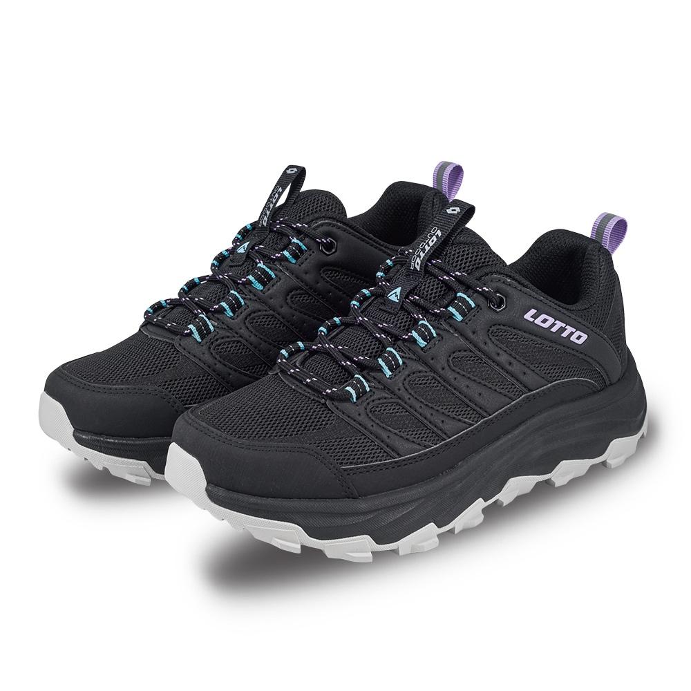 【LOTTO 義大利】女鞋 黑色 CT330 防潑水 登山鞋 寬楦設計 鞋面網布 鞋頭橡膠片材質 抗菌防臭鞋墊-細節圖2