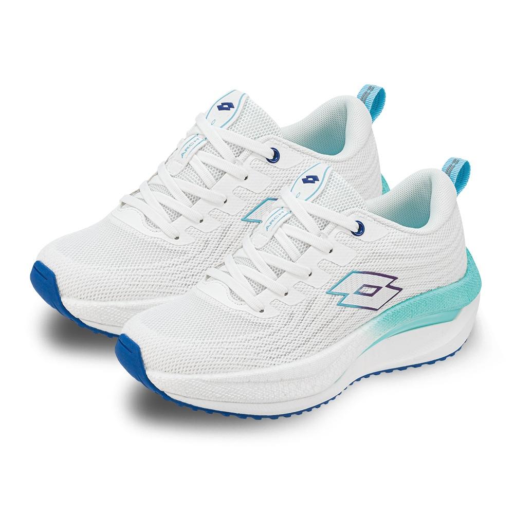 【LOTTO 義大利】女鞋 白碧藍 弓pro跑鞋 無縫編織賈卡布鞋面 足弓支撐懸架 輕彈緩震 透氣鞋墊-細節圖2