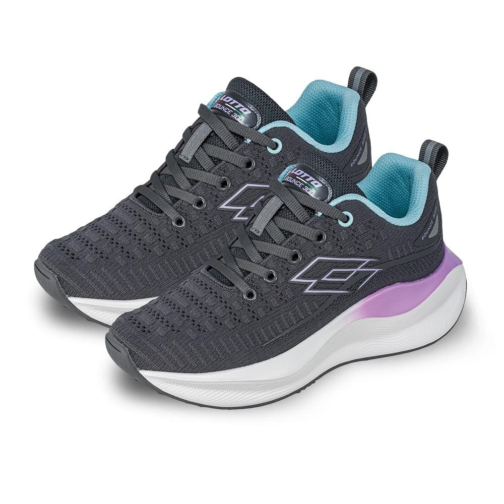 【LOTTO 義大利】女鞋 灰紫 躍彈避震路跑鞋 彈性網布 散熱透氣 爆米花鞋墊 超Q彈輕量 橡膠材質 反光材質-細節圖2