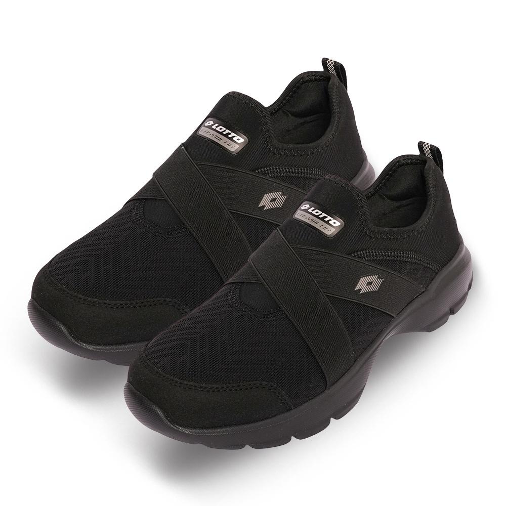 【LOTTO 義大利】女鞋 全黑 樂活健走鞋 套入式鞋款 穿脫容易 高彈力發泡材質 回彈科技鞋墊-細節圖2