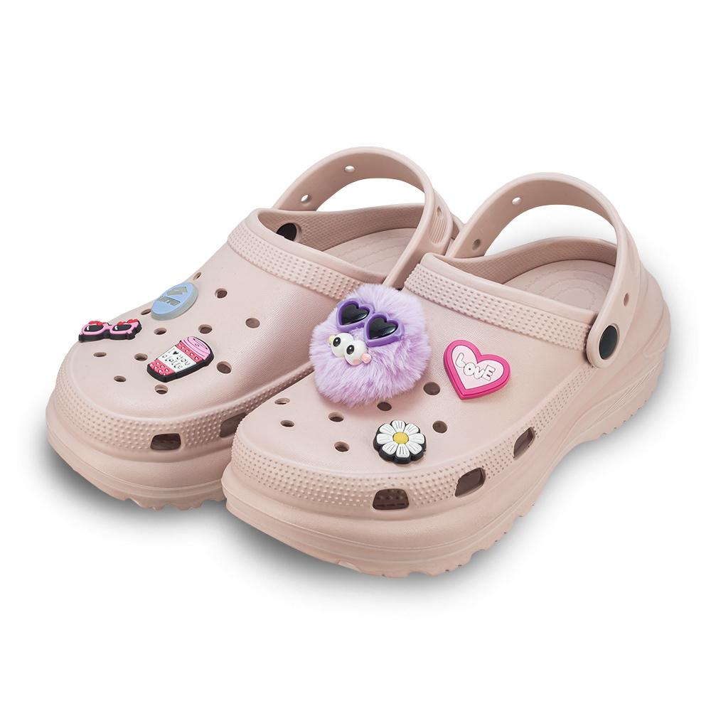 【LOTTO 義大利】女鞋 粉紅色 厚奶霜洞洞鞋 輕量材質 舒適Q彈 五公分增高厚中底 五公分增高厚中底 隨意搭配穿搭-細節圖2