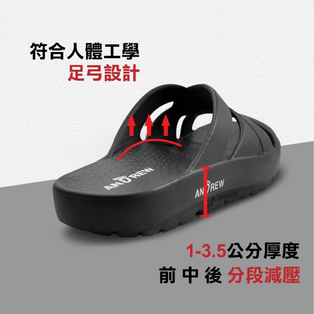 【New Buffalo 牛頭牌】土豆星球 男女款 安心拖 黑色 人體工學 足弓設計 EVA 一體成型 環保無毒-細節圖5