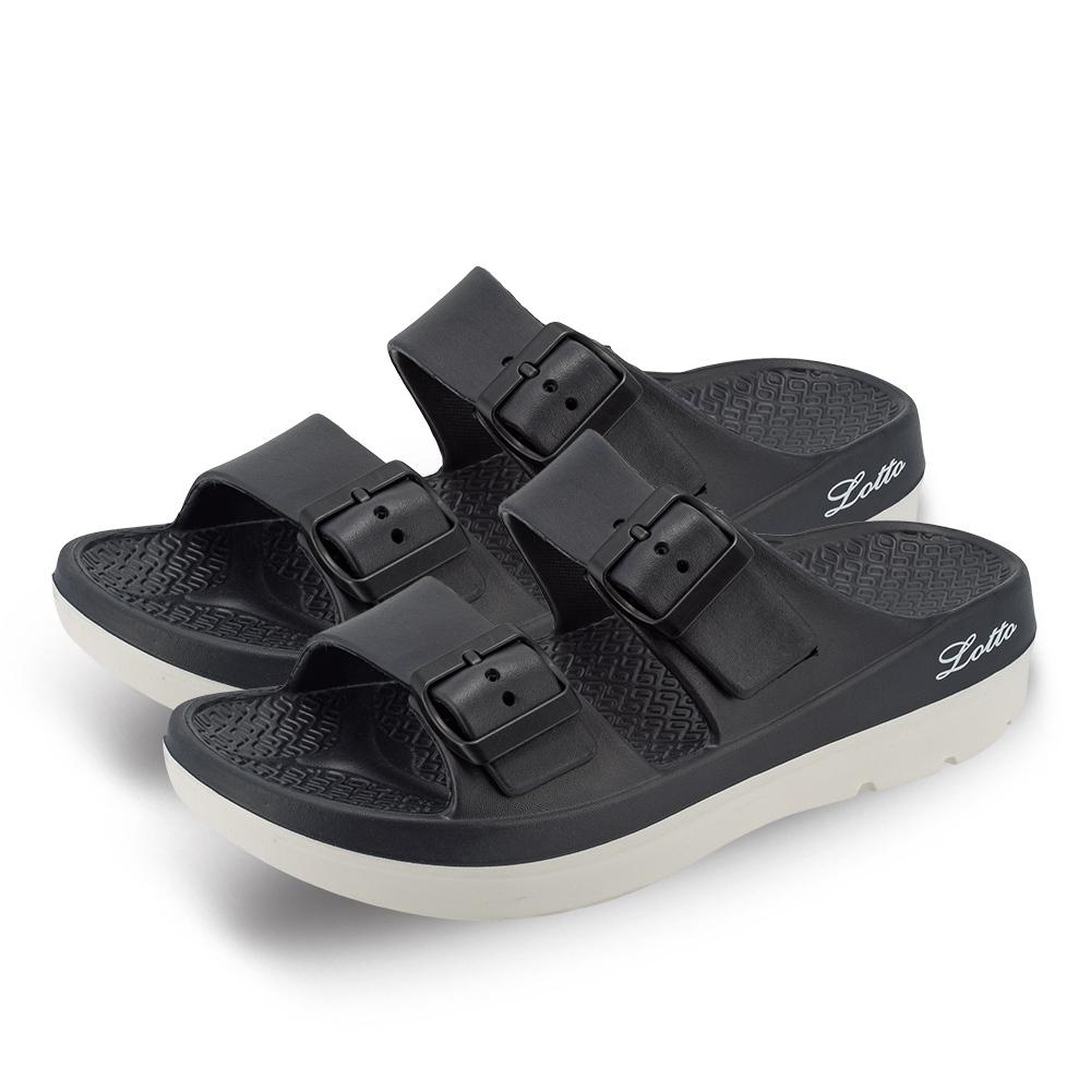 【LOTTO 義大利】女鞋 黑色 VENUS 美形拖 一體成型 雙扣環設計 人體工學 舒適 服貼支撐 4.5CM厚底-細節圖2