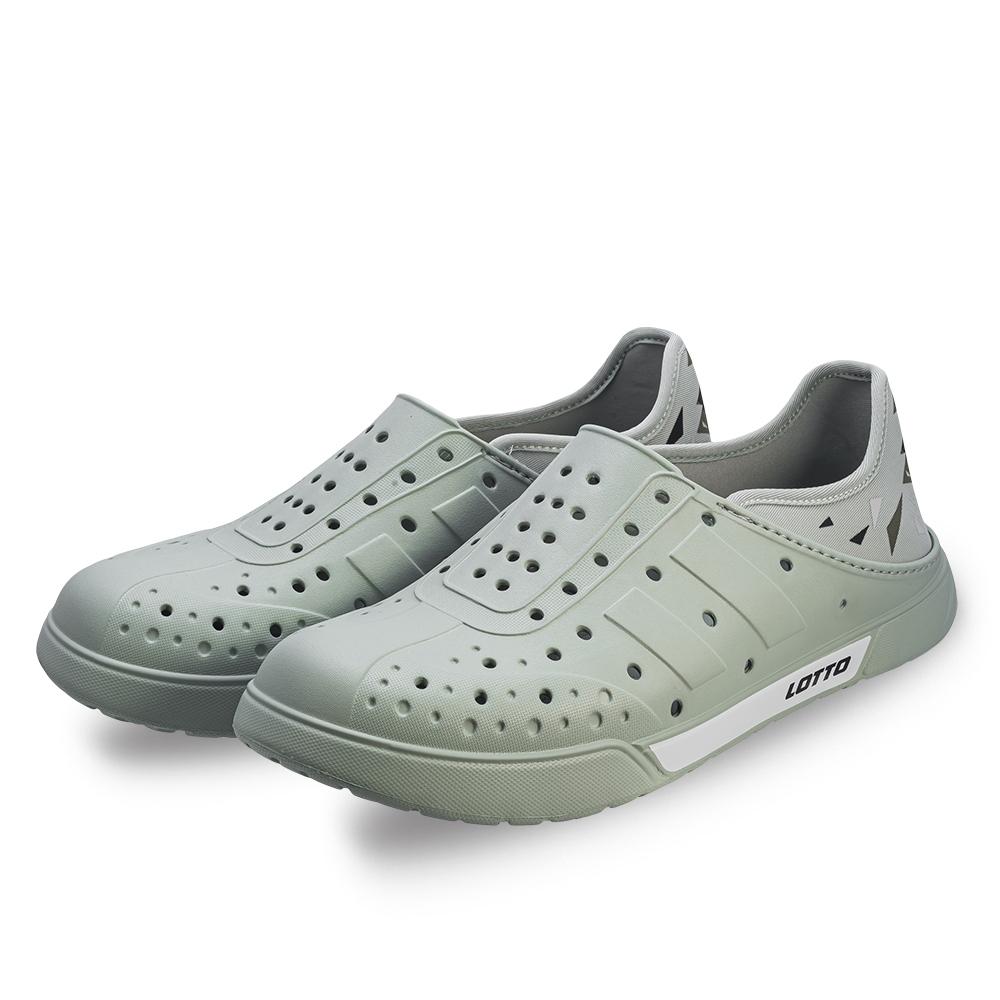 【LOTTO 義大利】男鞋 海藻綠色 Sicily 輕量洞洞鞋 鞋身一體Q彈EVA製成 柔軟舒適 輕盈防水 後跟可踩設計-細節圖2