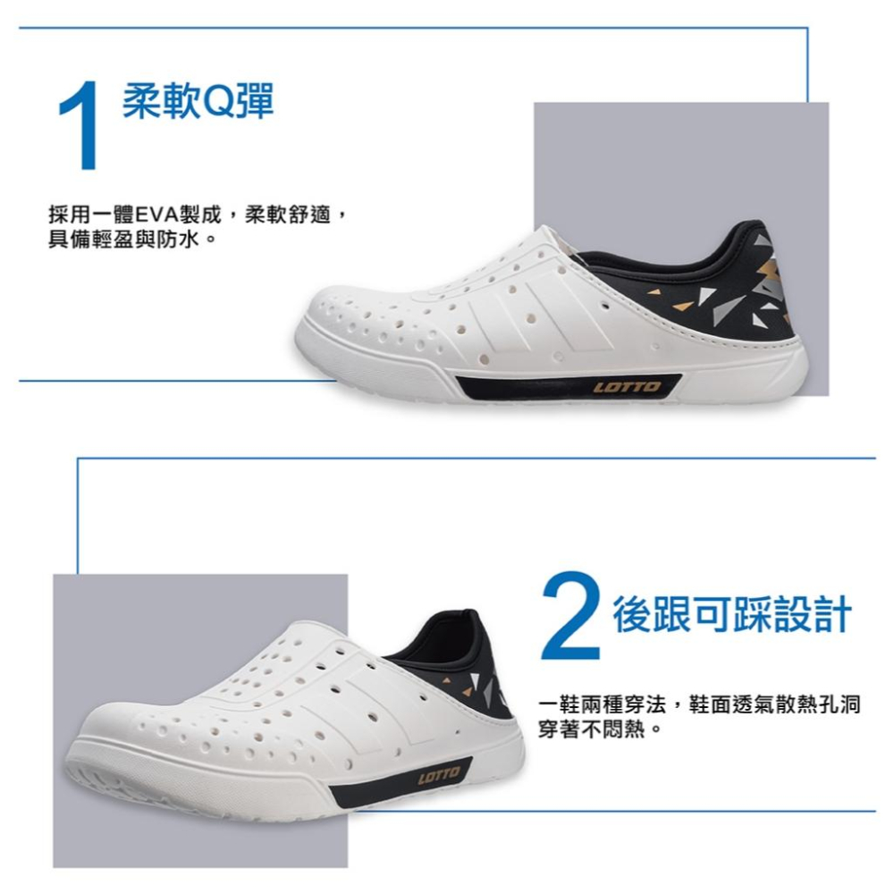 【LOTTO 義大利】男鞋 海藻綠色 Sicily 輕量洞洞鞋 鞋身一體Q彈EVA製成 柔軟舒適 輕盈防水 後跟可踩設計-細節圖5