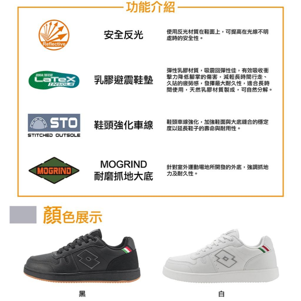 【LOTTO 義大利】男鞋 白色 經典復古運動鞋 車縫皮革飾片 乳膠鞋墊 緩震舒適 低筒版型 耐久耐穿-細節圖7