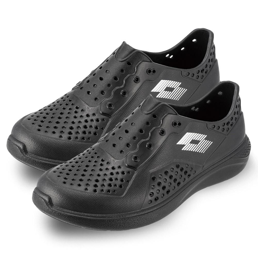 【LOTTO 義大利】男鞋 黑色 ROVER 晴雨穿搭休閒鞋 一體成形雙密度EVA製成 輕盈防水 後跟4cm加厚-細節圖2