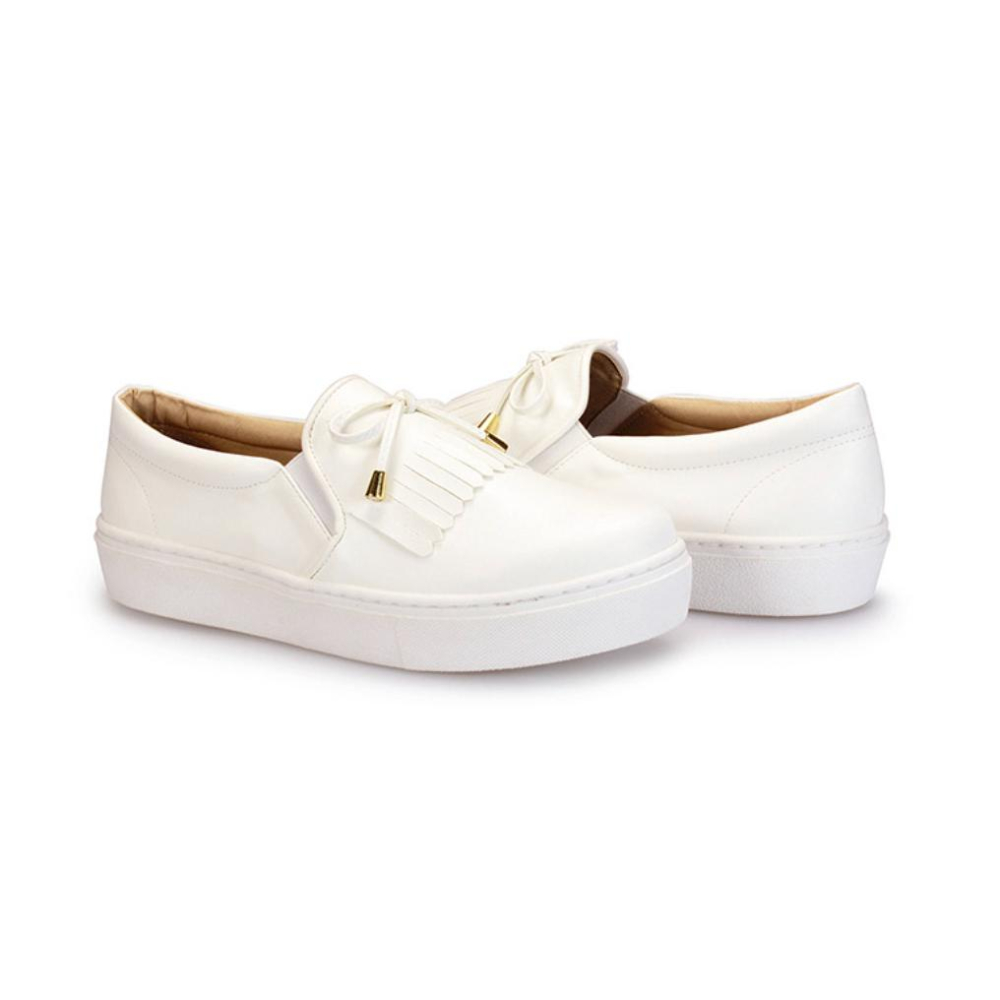 【FUFA 富發牌】 韓系淑女質感便鞋 黑/白 氣質流蘇 質感鞋面 透氣柔軟 真皮鞋墊 休閒鞋-細節圖5