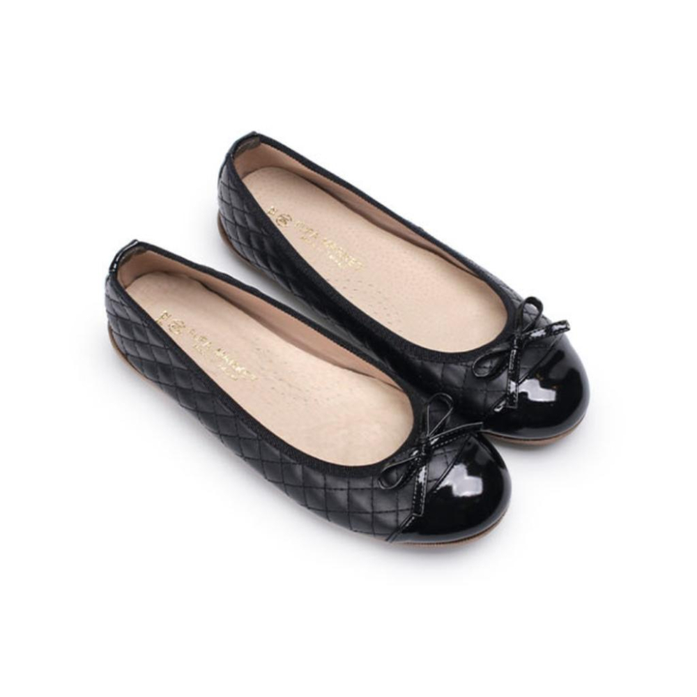 【FUFA 富發牌】菱格蝶結法式娃娃鞋 黑/杏 優雅菱格拼接漆皮超吸睛！百搭兩色 褲裝裙裝都好搭-細節圖3