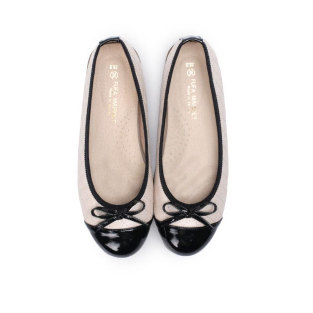 【FUFA 富發牌】菱格蝶結法式娃娃鞋 黑/杏 優雅菱格拼接漆皮超吸睛！百搭兩色 褲裝裙裝都好搭-細節圖5