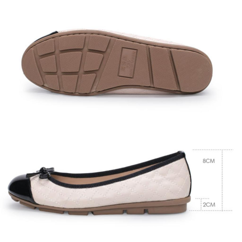 【FUFA 富發牌】菱格蝶結法式娃娃鞋 黑/杏 優雅菱格拼接漆皮超吸睛！百搭兩色 褲裝裙裝都好搭-細節圖7