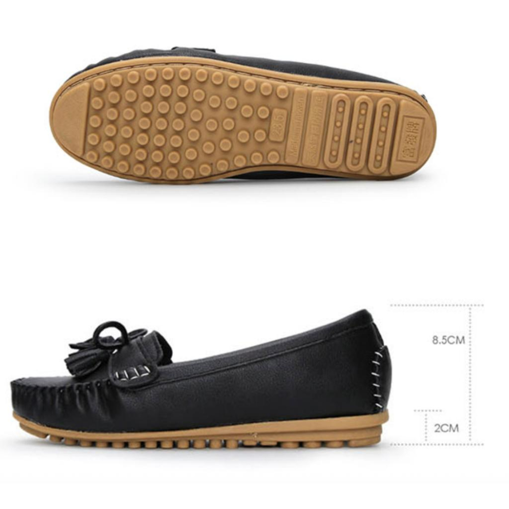 【FUFA 富發牌】MIT日系小清新豆豆鞋 黑/白/粉 針對通勤族和久站 加強內在舒適度 柔軟真皮乳膠墊-細節圖6