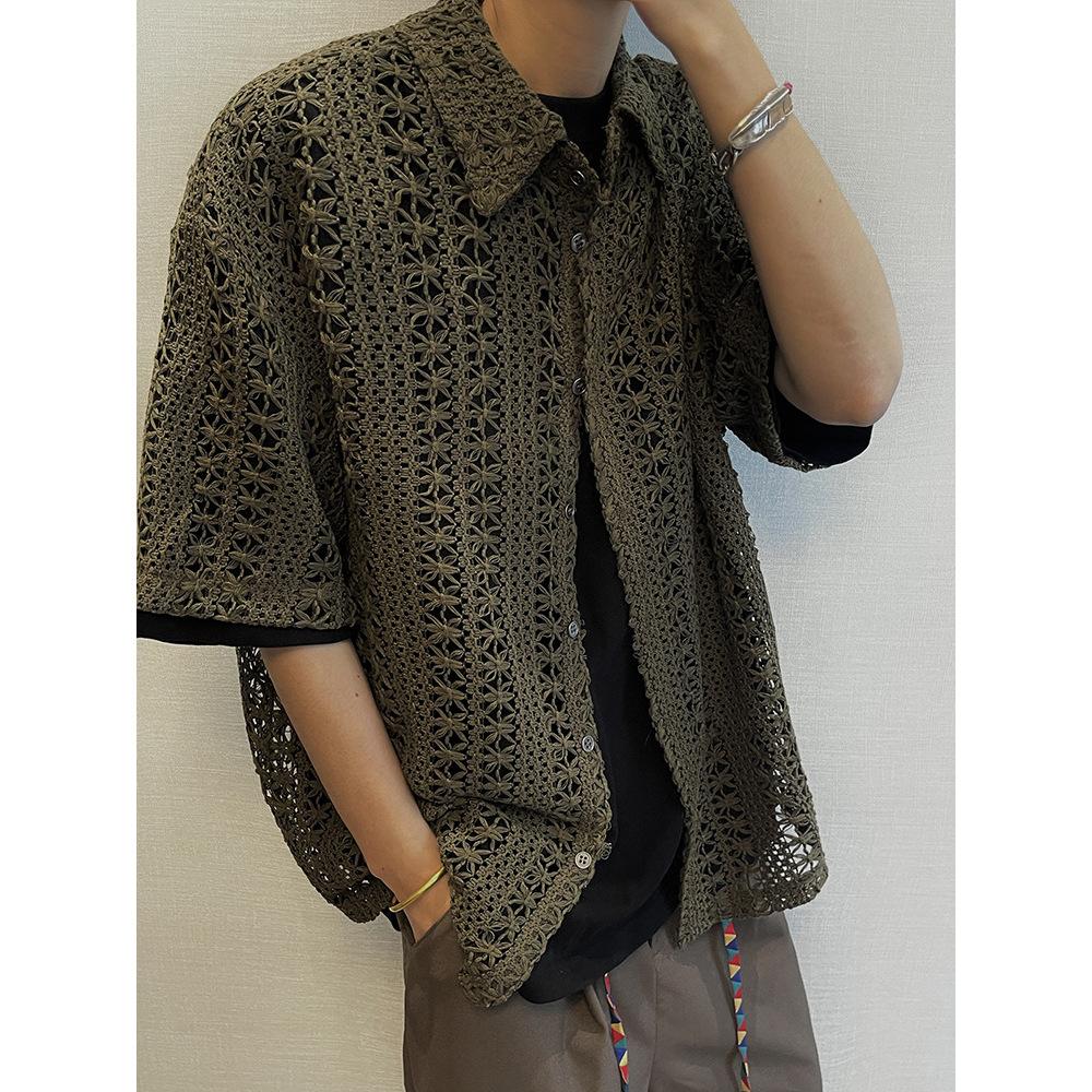 MOLISS｜歐美簍空襯衫 夏威夷襯衫 度假襯衫 海灘襯衫 短袖襯衫 透氣襯衫 男生襯衫 韓國男裝 男生上衣 男生衣服-細節圖4