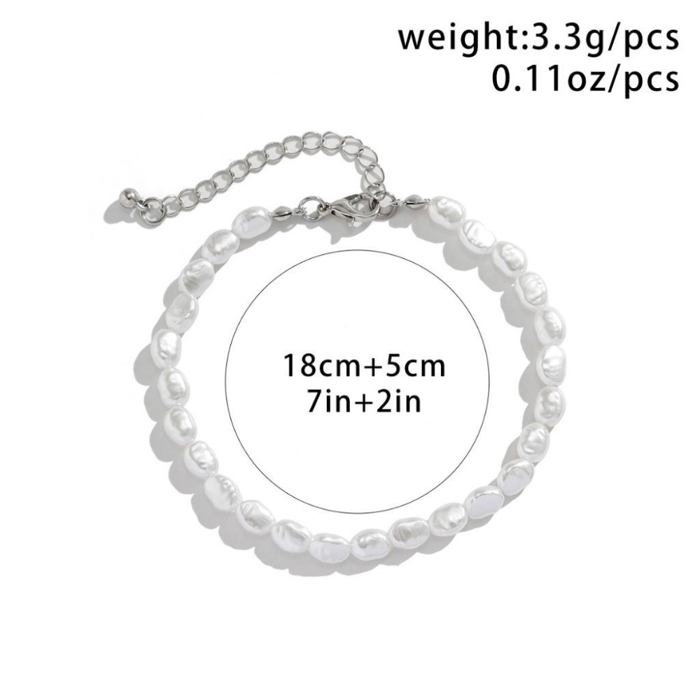 MOLISS | 不規則扁珍珠項鍊 珍珠手鍊 度假項鍊 短項鍊 飾品 墜子 吊墜 頸鍊 飾品 禮物 歐美 手鍊 手飾 男-細節圖7