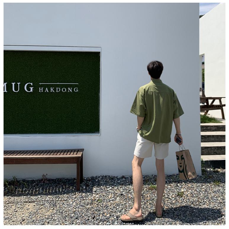 MOLISS｜韓國二色亞麻襯衫 男生襯衫 短袖襯衫 度假襯衫 海灘襯衫 透氣襯衫 韓國男裝 男生上衣 男生衣服 海邊襯衫-細節圖6