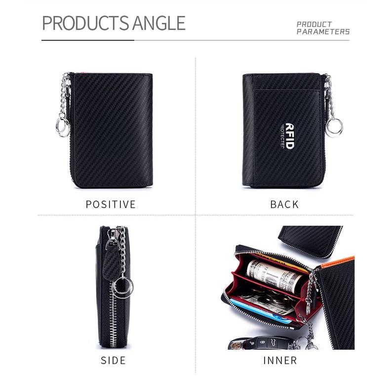 MOLISS｜RFID 馬斯克真皮零錢包 防盜刷碳纖維 快取外卡層 防掉掛鉤 汽車鑰匙 鑰匙包 悠遊卡 皮包 皮夾 錢包-細節圖7