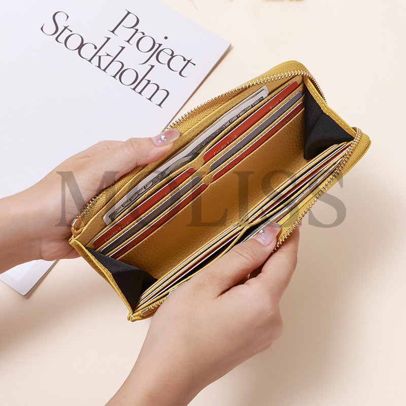 MOLISS｜4color 悠悠輕便長夾 楺軟真皮錢包 牛皮錢包 防盜刷 零錢包 手機包 錢包 女生 女 小ck mk-細節圖3