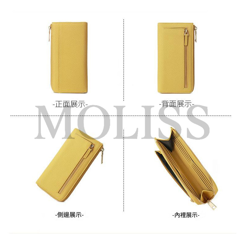 MOLISS｜4color 悠悠輕便長夾 楺軟真皮錢包 牛皮錢包 防盜刷 零錢包 手機包 錢包 女生 女 小ck mk-細節圖9