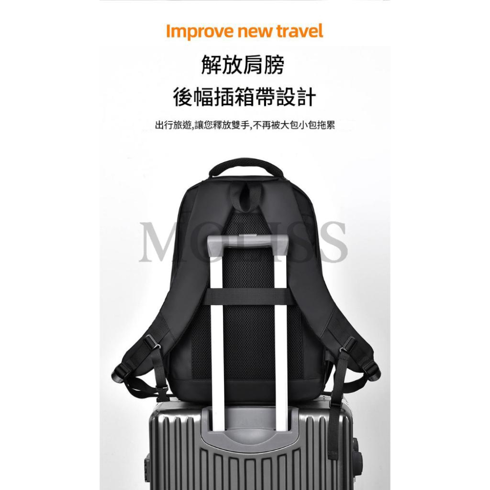 MOLISS | 15.6吋電腦包 北方公約後背包 筆電後背包 透氣後背包 行李廂插桿 後背包 旅行包 上課包 上班包-細節圖9