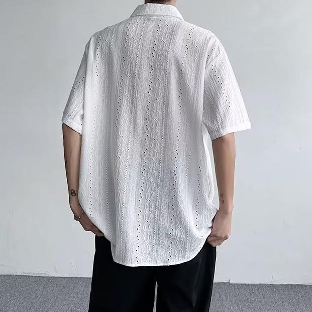 MOLISS｜麻花襯衫 男生襯衫 短袖襯衫 度假襯衫 海灘襯衫 男生上衣 男生衣服-細節圖4