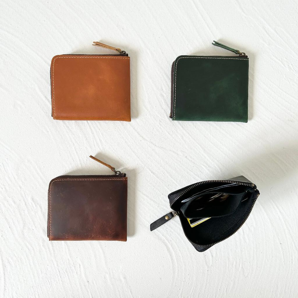 MOLISS｜希爾瘋馬紋 L拉鍊質感真皮錢包 頭層牛皮 零錢包 鑰匙包 皮夾 短夾 錢包 真皮 牛皮 禮物 送禮 生日-細節圖2