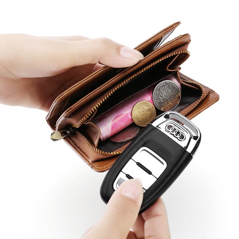 MOLISS｜費昂真皮立式錢包 雙隔層零錢包 RFID防盜刷 真皮質感 AirPods耳機包 鑰匙包 皮夾 短夾 財布-細節圖5