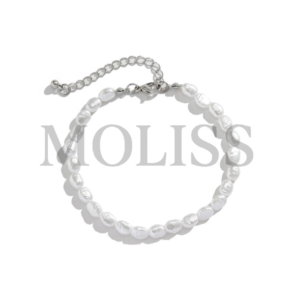 MOLISS | 不規則扁珍珠項鍊 珍珠手鍊 度假項鍊 短項鍊 飾品 墜子 吊墜 頸鍊 飾品 禮物 歐美 手鍊 手飾 男-細節圖5
