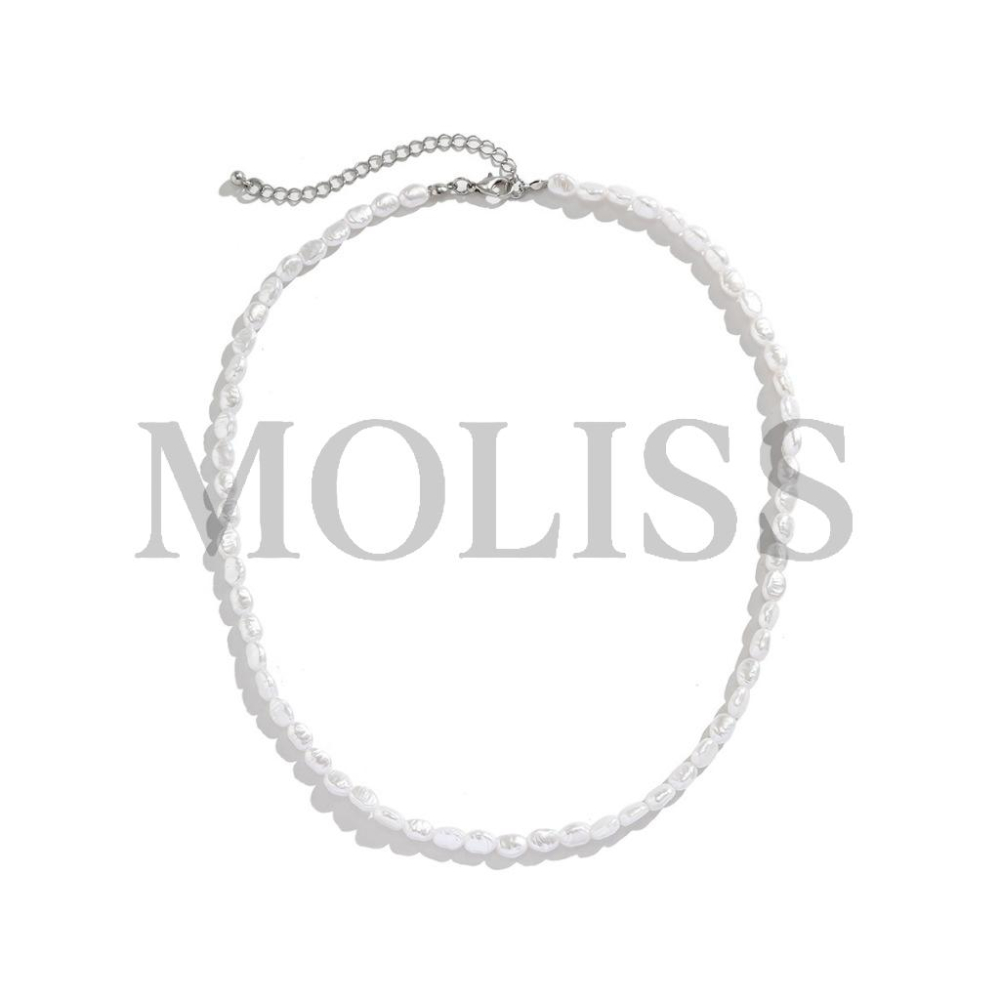 MOLISS | 不規則扁珍珠項鍊 珍珠手鍊 度假項鍊 短項鍊 飾品 墜子 吊墜 頸鍊 飾品 禮物 歐美 手鍊 手飾 男-細節圖6