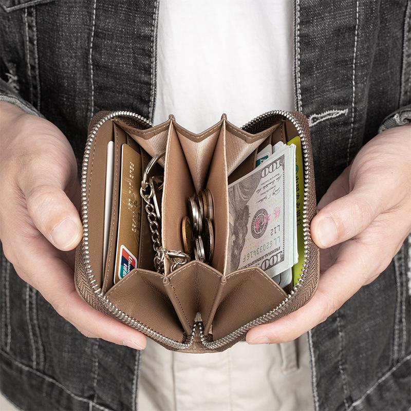 MOLISS｜真皮生財小錢包 RFID防盜刷 男生禮物 快取卡層 現金回饋 信用卡 零錢包 鑰匙包 錢包 招財 男-細節圖2