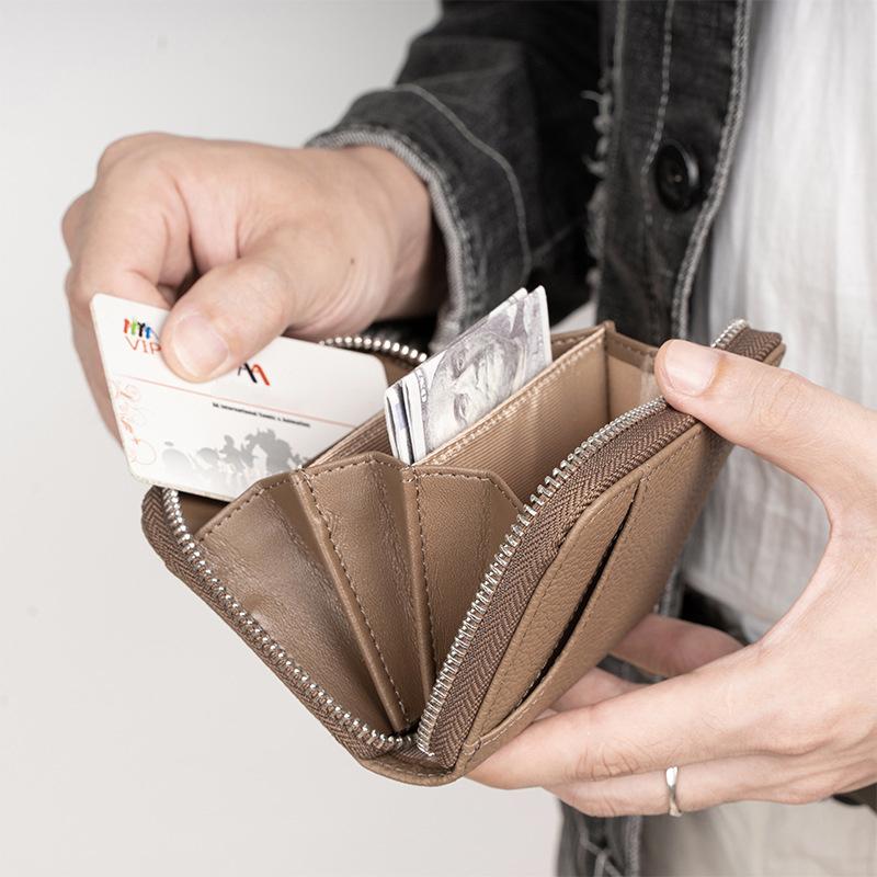 MOLISS｜真皮生財小錢包 RFID防盜刷 男生禮物 快取卡層 現金回饋 信用卡 零錢包 鑰匙包 錢包 招財 男-細節圖3