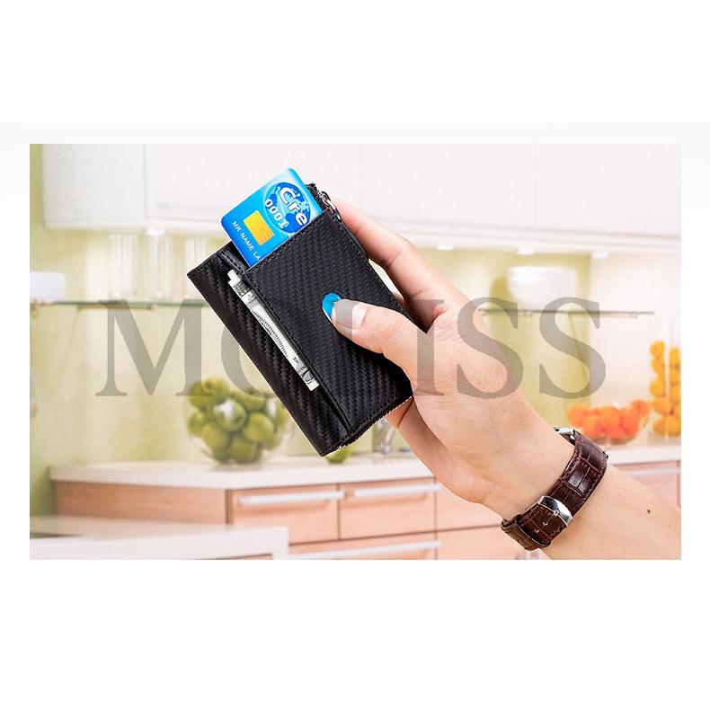 MOLISS｜RFID 紳紳真皮零錢包 防盜刷碳纖維 快取外卡層 防掉掛鉤 汽車鑰匙 鑰匙包 悠遊卡 皮包 皮夾 錢包-細節圖4