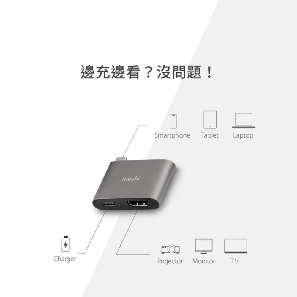 【全新品】moshi USB-C to HDMI 雙端口轉接器 支援 4K HDR 快充 HDMI 傳輸線 創宇通訊-細節圖6