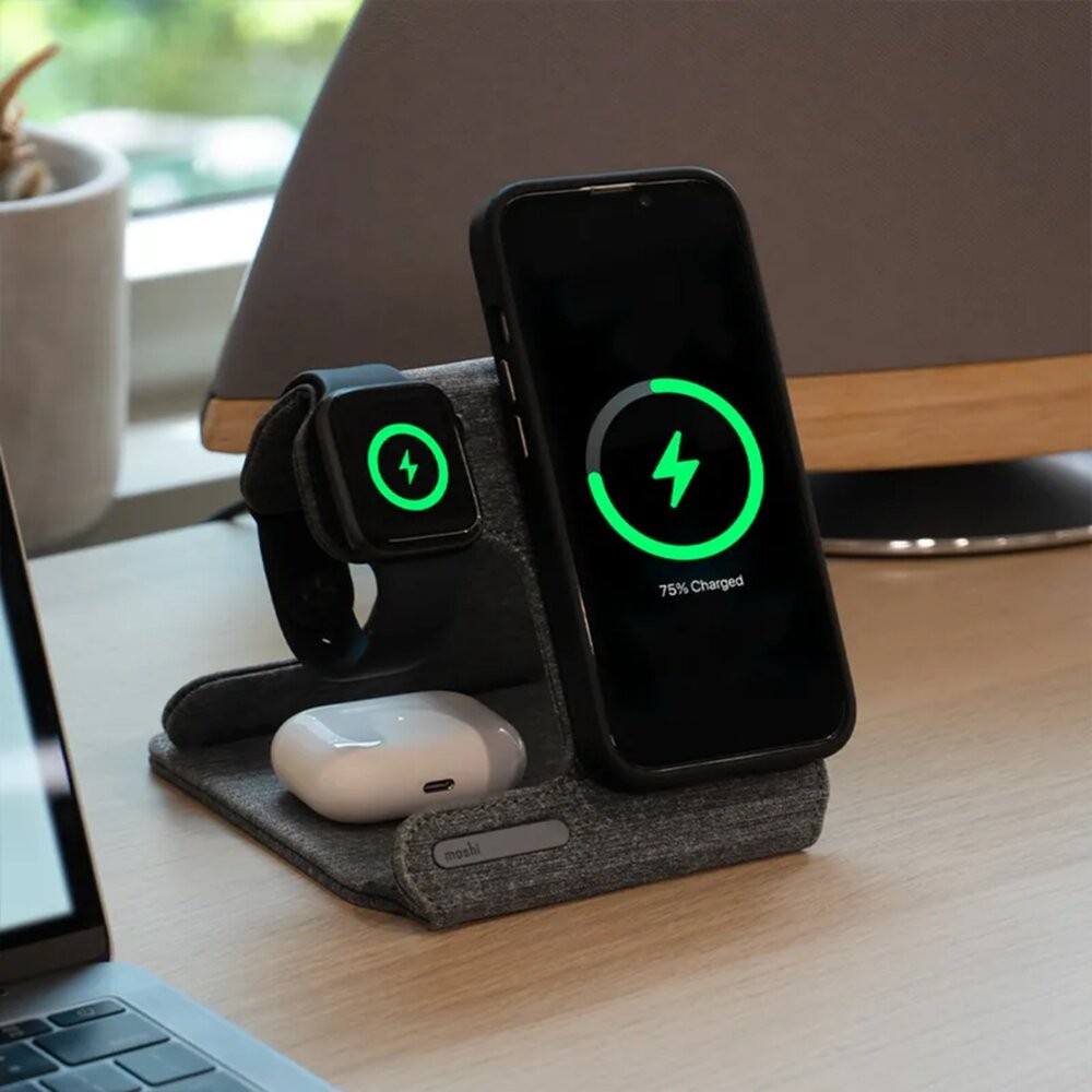 【全新品】moshi Taita M 三合一可摺疊無線充電座 支援MagSafe 磁吸充電 手機支架 好收納 創宇通訊-細節圖5