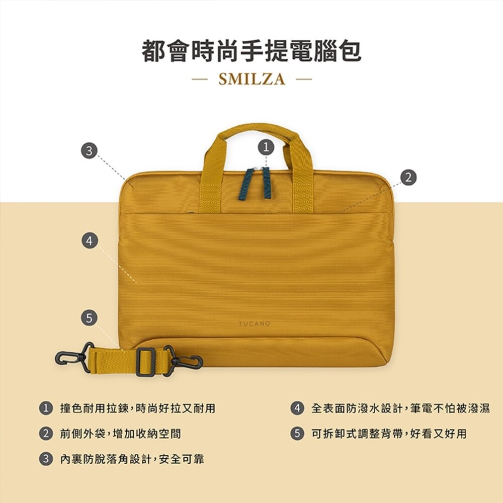 【全新品】TUCANO Smilza 都會時尚手提電腦包 13/14吋 防震 防潑水 肩背包 手提包 創宇通訊-細節圖3