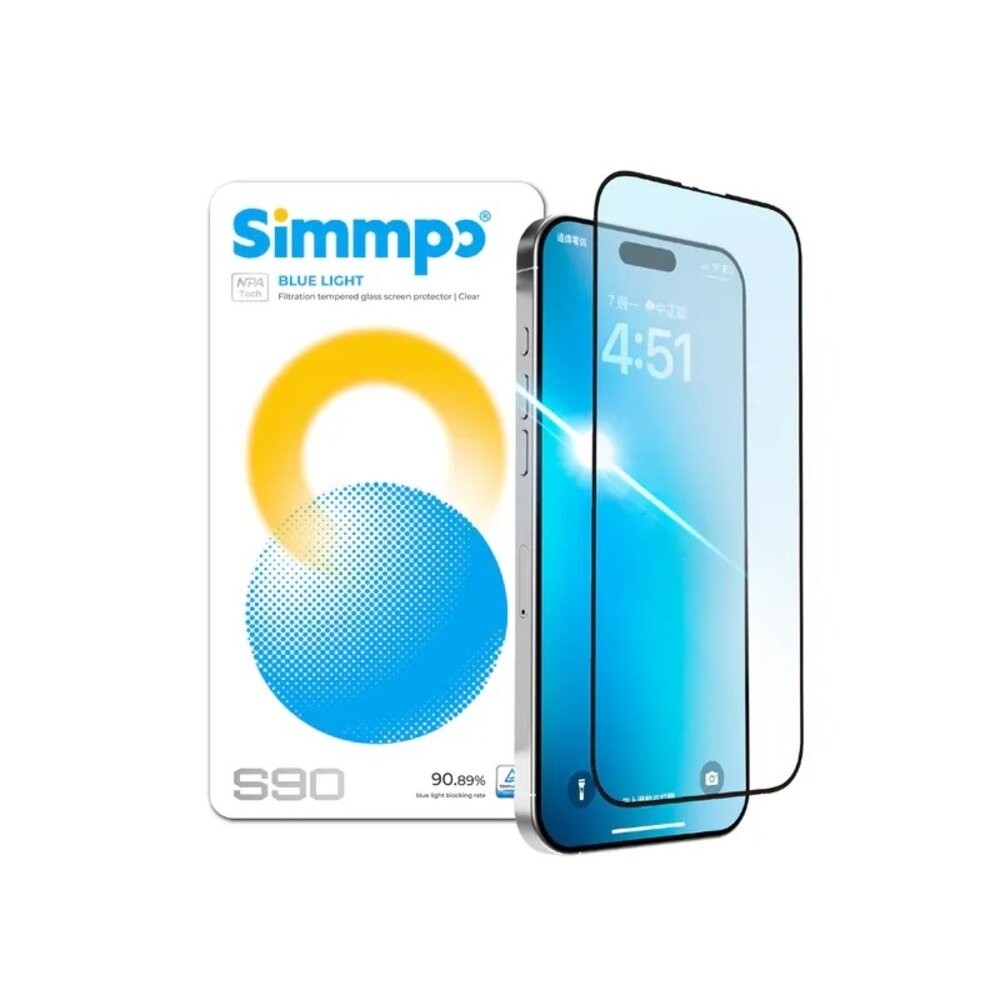 【全新品】Simmpo iPhone 16 17 S-90抗藍光玻璃貼 保護貼 護眼 抗摔 耐刮 台灣研發 創宇通訊-規格圖4