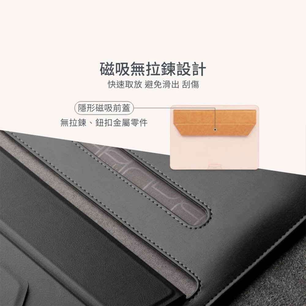 【全新品】moshi Muse 三合一多功能筆電支架包 筆電包 保護套 皮革包 防潑水 摺疊支架 創宇通訊-細節圖4